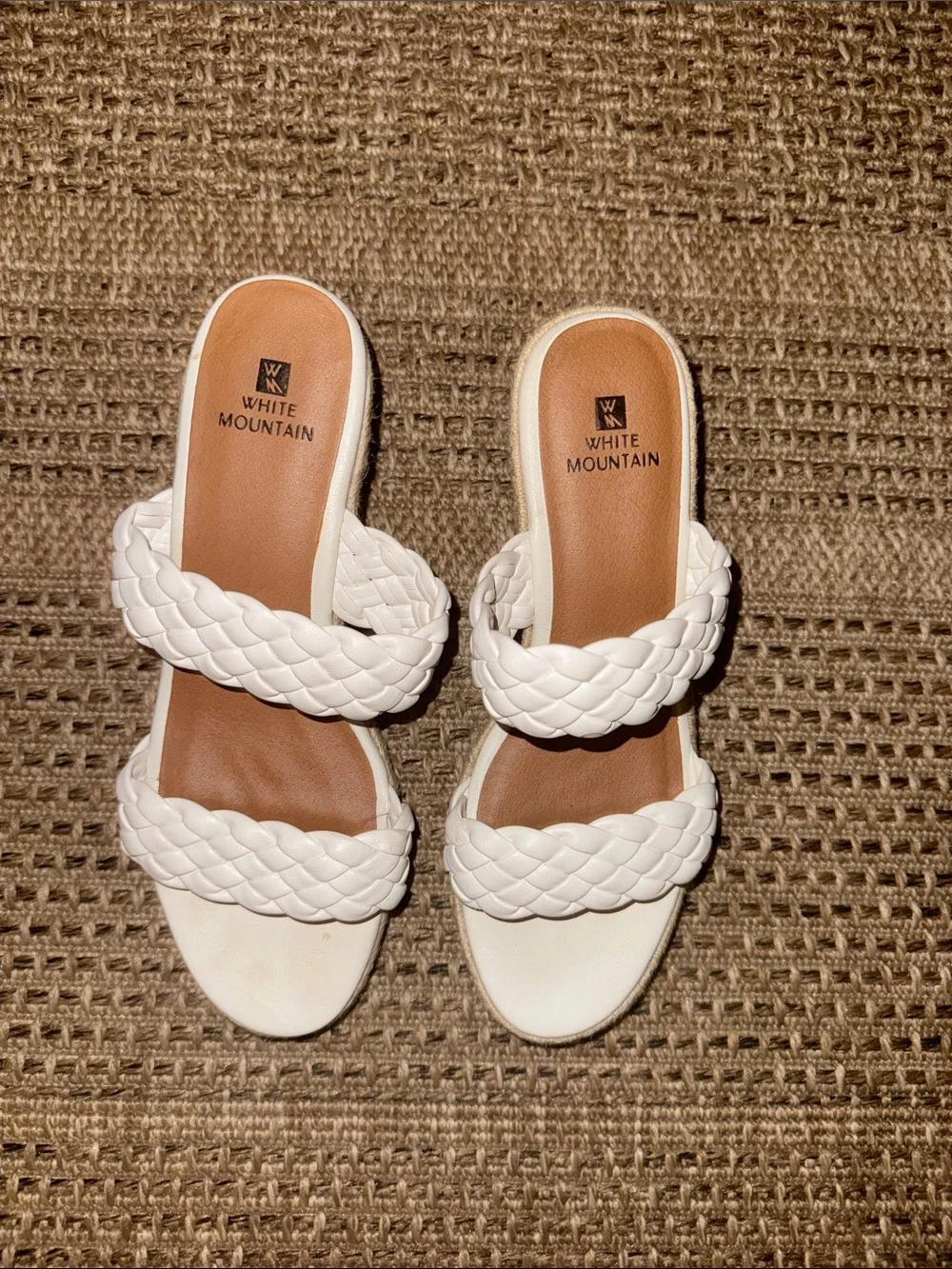 White Mountain Braided Double-Strap Slide Sandals in White